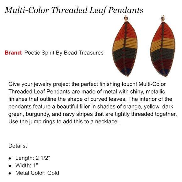 Leaf earrings fall colored threading, super cute! - Picture 5 of 5